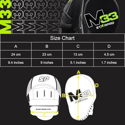 Starpro Curved Boxing Mitts - Punch Mitts Training Hand Pads for Men Women with Secure Hook & Loop MMA Muay Thai