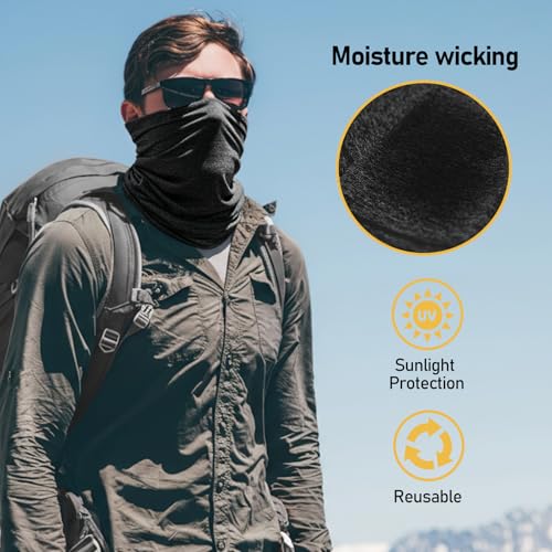 TICONN Neck Gaiter for Men Women, Cooling Bandana Face Mask Cover Gator - color: 4 Heather Black, style: Quick Dry