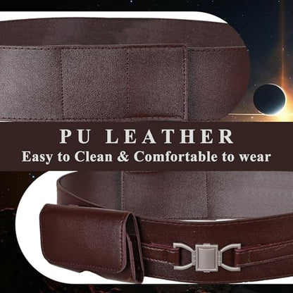 Medieval Knight Leather Belt Costume Halloween Renaissance Belts Waist Bag - color: Brown, size: Medium