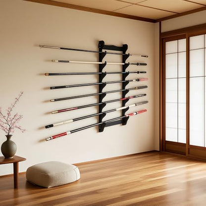 Sword Wall Mount Rack, 8-Tier Wooden Katana Display Stand
