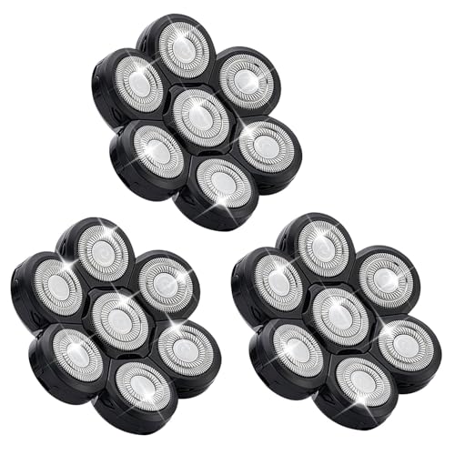 7-Blade Replacement Shaver Heads for Bald Head & Face,3-Pack - color: Black 7 Head/3pcs