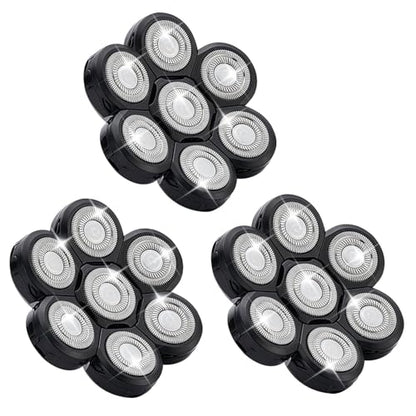 7-Blade Replacement Shaver Heads for Bald Head & Face,3-Pack - color: Black 7 Head/3pcs