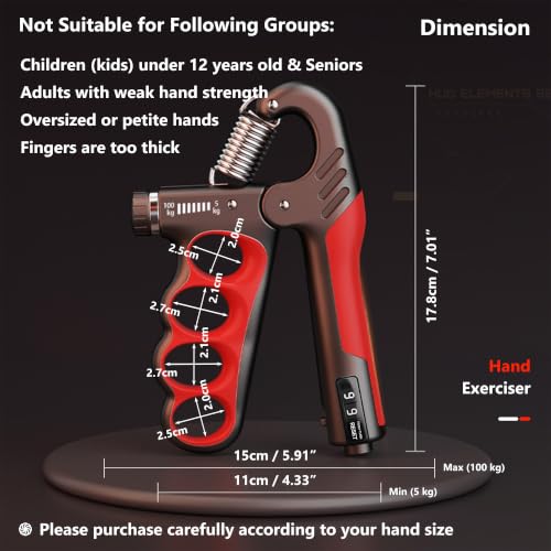 Grip Strength Trainer Forearm Strengthener, 2 Pack, 11-220 lbs adjustable - color: Orange