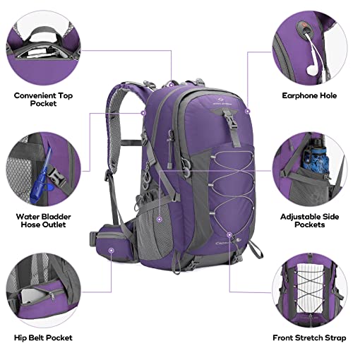 Maelstrom 40L Hiking Backpack, Lightweight Camping Daypack with Rain Cover - color: Purple, size: 40l