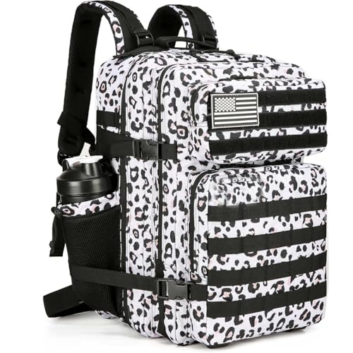 Military 45L Tactical Assault Backpack 3 day assault pack with Molle Waterproof backpack Rucksack for Tactical Backpacks - color: Whiteleopard