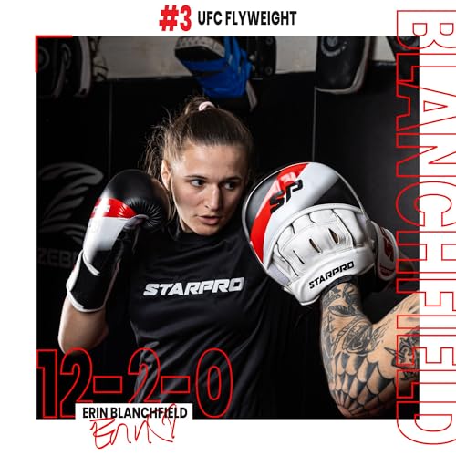 Starpro Boxing Pads – Ventilated Hook & Jab Training Mitts for Muay Thai Kickboxing MMA - color: Black/Red