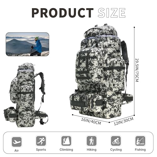 King'sGuard 100L Camping Hiking Backpack Molle Rucksack Military Camping Backpacking Daypack - color: Citycamo