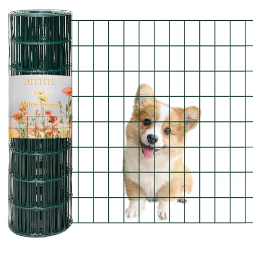 Green PVC Coated Welded Wire Fencing, 48in High x 100ft Long, 2 inch x 3 inch 16GA 2/3/4/5/6 Ft Tall Welded Wire Fence Rolls, Green Metal Garden Fence Wire Roll Garden Fencing for Yard - color: Green, size: 2"x3" 16GA 48" x 100'