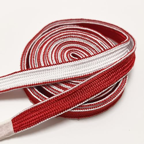 Two Colors Silk Cotton Ito Sageo Rope, Suitable for Japanese Samurai Sword DIY Tsuka Knife Handle Scabbard Decorative Rope (White-red) - color: White-red