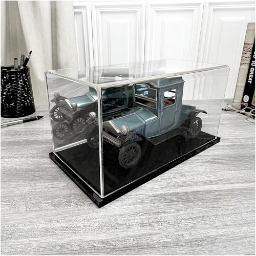 Plymor Clear Acrylic Display Case with Black Base (Mirror Back), 10" x 5" x 5" - color: Black Base (Mirrored)