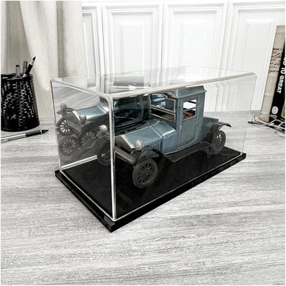 Plymor Clear Acrylic Display Case with Black Base (Mirror Back), 10" x 5" x 5" - color: Black Base (Mirrored)