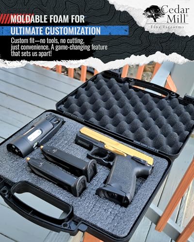 TSA Hard Pistol Case, Crushproof Pick and Pluck Foam Handgun Revolver Case - color: Urban GRAY