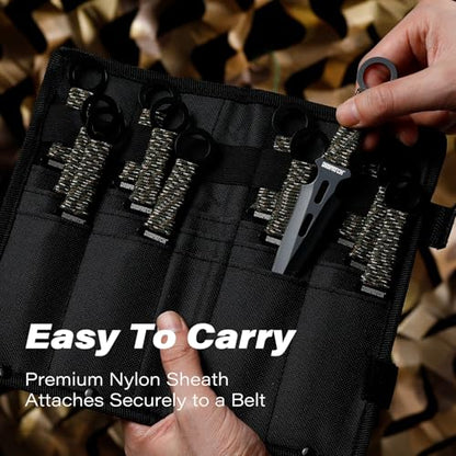 Dispatch 12 Pcs 6.5" Throwing Set, 3Cr13 Stainless Steel Black E-Coated Throwers with Paracord Handle, Full Tang, Tip Protectors & Nylon Carrying Bag,Throwing Spear for Competition and Recreation - style: Green Throwing Knives Set of 12