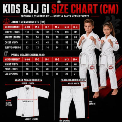 Jiu Jitsu Gi for Kids & Teens – Lightweight Martial Arts Training Suit | 100% Cotton-Poly Blend | Free White Belt - color: White, size: M-0