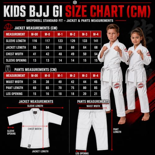 Jiu Jitsu Gi for Kids & Teens – Lightweight Martial Arts Training Suit | 100% Cotton-Poly Blend | Free White Belt - color: White, size: M-00
