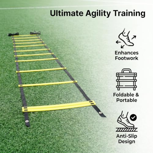 20ft Agility Ladder Training Ladder Speed - color: 1 Pack-Yellow