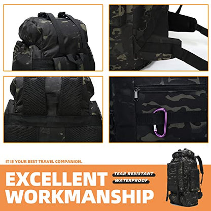 100L Hiking Camping Backpack MOLLE Rucksack Waterproof Daypack for Traveling - color: Blackcame