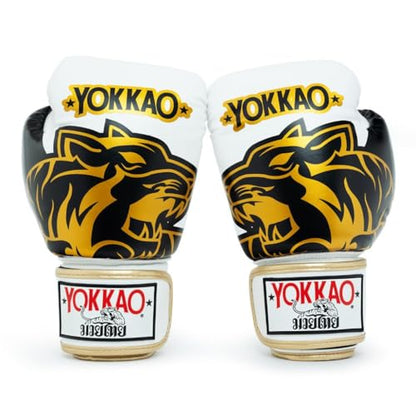 YOKKAO Design Breathable Muay Thai Boxing Glove | Premium Leather Training and Sparring Gloves for Men and Women | Winning Boxing Gloves | Punching Glove - color: White, size: 12oz