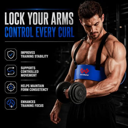 Arm Blaster Bicep Curl with Neoprene Padding, Adjustable Aluminum Bicep Curl Isolator, Bicep Blaster Arm Trainer for Weight Lifting Bodybuilding Home Gym Workout - color: Blue
