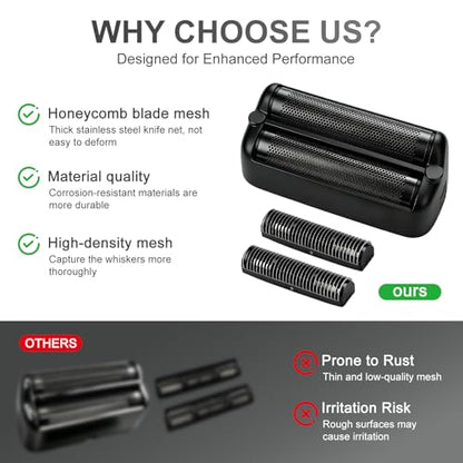 Foil & Cutter Replacement Compatible with BaBylissPRO FXONE, Black, 2 Pack - color: Black