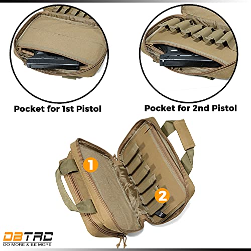 DBTAC Gun Case Bag XS | Tactical 1~2 Pistol Bag Firearm Shooting Case with Lockable Zipper for Shooting Range Outdoor Hunting | US Flag Patch + Universal Holster Included - color: Brown