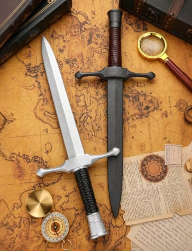 16’’ PU Fake Foam Sword,Halloween Swords Medieval Knight Dagger for Kids - color: Silver