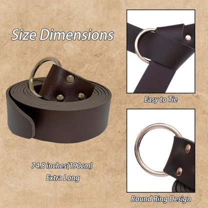 Medieval Belt with Sword Sheath, Leather Viking Belt and Frog Sword Scabbard Set, Renaissance Pirate Holster - color: Brown a
