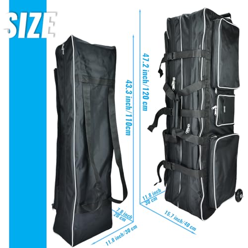 Fencing Bag with Wheels - Competition Draw-bar Rolling Fencing Bag - Fencing Bags with A High-Top Weapon Bag - color: Black