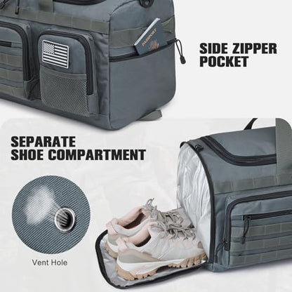 G4Free 3-in-1 Duffle Bag Travel Gym Sports, Large Tactical Duffel Backpack - color: Dark Grey
