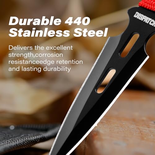 Dispatch 12-Piece 6.5" Throwing Knife Set, Stainless Steel Well-Balanced Throwers with Paracord Handle, Includes Nylon Storage Case for Outdoor Recreation & Competition - style: Red Throwing Knives Set of 12