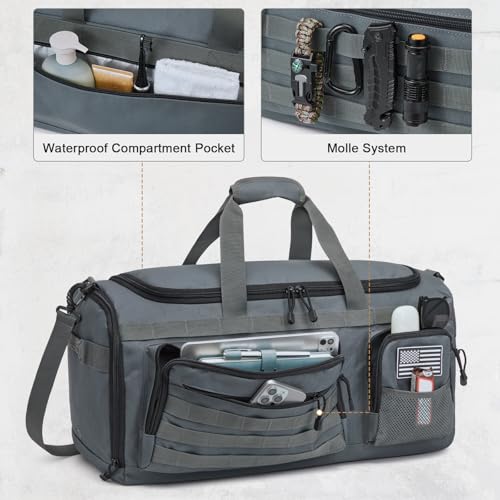G4Free 3-in-1 Duffle Bag Travel Gym Sports, Large Tactical Duffel Backpack - color: Dark Grey