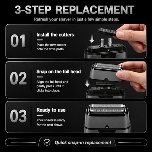 Replacement Double Foil Blade Compatible with BaBylissPRO UV-Double Shaver - color: Grey Double Foil-2 Pack