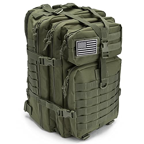 QT&QY 45L Military Tactical Backpacks Molle Army Assault Pack 3 Day Bug Out Bag Hiking Treeking Rucksack… - color: 0.1 Green