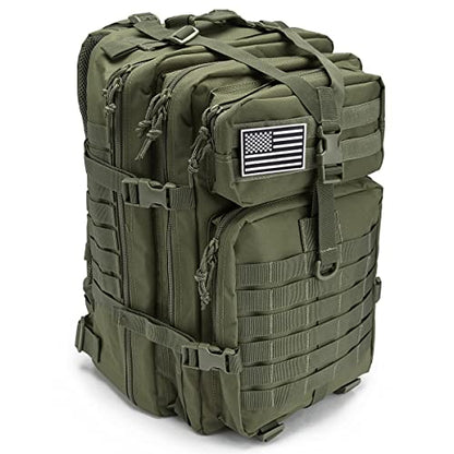 QT&QY 45L Military Tactical Backpacks Molle Army Assault Pack 3 Day Bug Out Bag Hiking Treeking Rucksack… - color: 0.1 Green