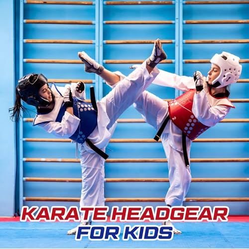 JellyArch 2 Pcs Taekwondo Karate Headgear MMA Martial Arts Helmet Soft Head Guard Protection Sparring Gear Helmet Boxing for Men Women Thai Kickboxing Grappling Muay Taekwondo - color: White and Black, size: Large