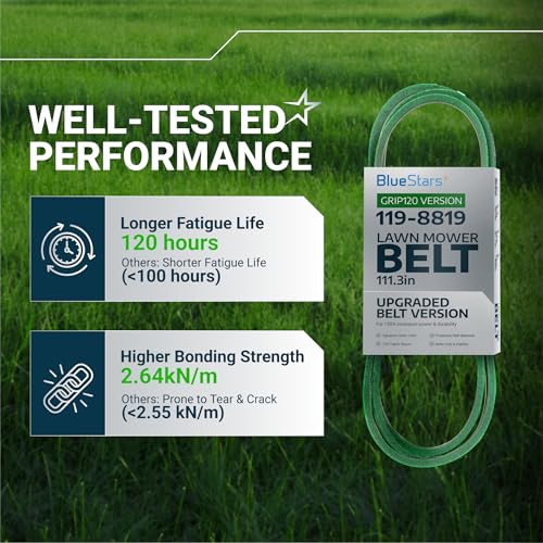 [Upgraded Grip120] BlueStars 119-8819 Deck Belt Aramid Cord 1/2" x 111.3'' - size: 119-8819, style: Grip120