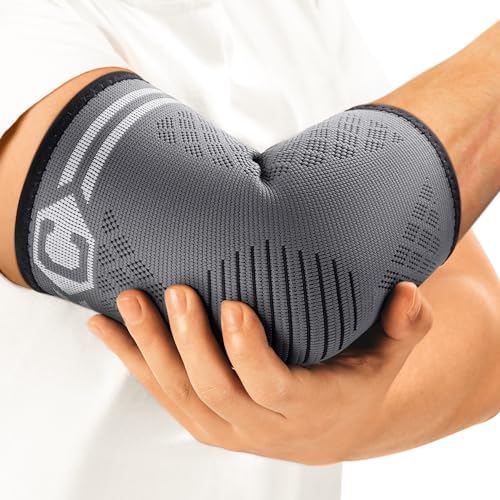CAMBIVO 2 Pack Elbow Brace Compression Sleeve, Tennis & Golfer's Elbow - color: Cool Gray, size: Large