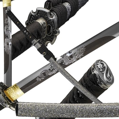 1045/1060 high Carbon Steel Full Hand Forged Traditional, Katana Sword Hademade Heat Tempered ，Japanese Samurai Swords ，Full Tang,Functional,Black - color: gray