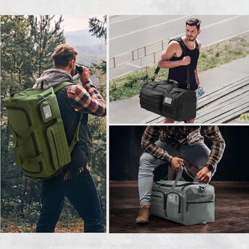 G4Free 3-in-1 Duffle Bag Travel Gym Sports, Large Tactical Duffel Backpack - color: Black