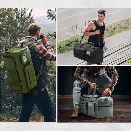 G4Free 3-in-1 Duffle Bag Travel Gym Sports, Large Tactical Duffel Backpack - color: Black