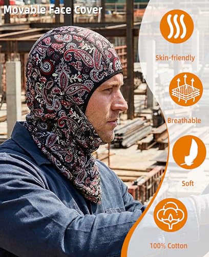 BOCOMAL FR Balaclava with Face Mask Flame Resistant 5.5oz Lightweight 100%C - color: Paisley Black 1028