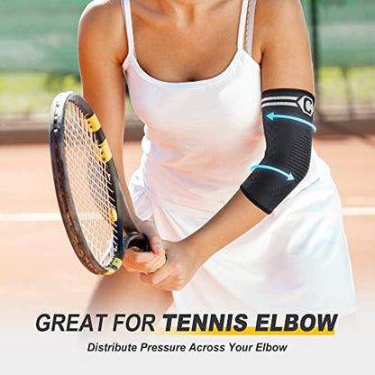 CAMBIVO 2 Pack Elbow Brace Compression Sleeve, Tennis & Golfer's Elbow - color: Grey, size: Medium