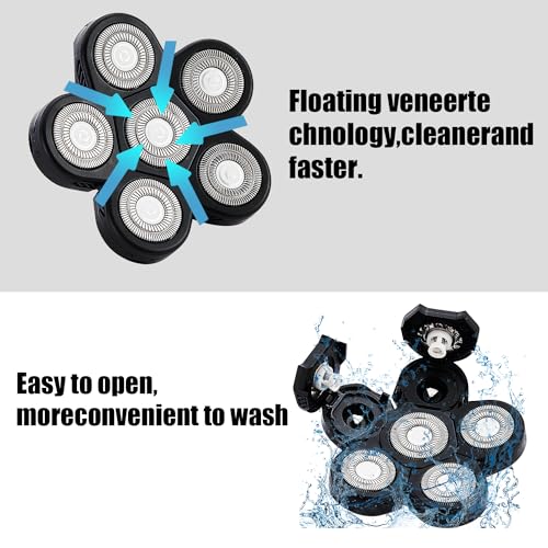 6 Head Shaver Replacement Heads for Many Brands Bald Men's Electric Shaver - color: Black 6 Head/3pcs