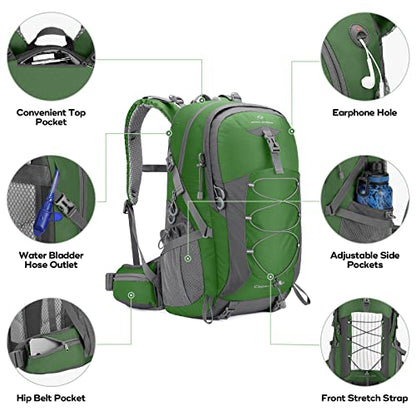 Maelstrom 40L Hiking Backpack, Lightweight Camping Daypack with Rain Cover - color: Green, size: 40l