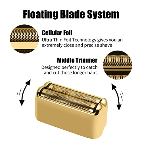 Replacement Foil and Cutters for BaBylissPRO Barberology Double Foil Shaver, Replacement Foil for BaBylissPRO Barberology FXFS2 Shaver, Golden - color: Gold