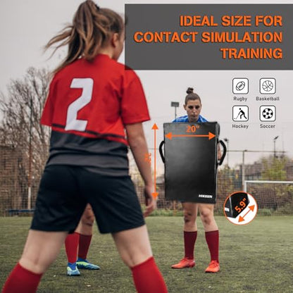 Hikeen Football Blocking Pad Training Equipment Denser Softer Foam Kick Pads for Football, Basketball, Hockey, Lacrosse Tackle Dummy - 24"x16" Kick Shield Pad with Handles (1PCS) - style: XXL 32"x20" Premium Blocking Pad – 1-Pack
