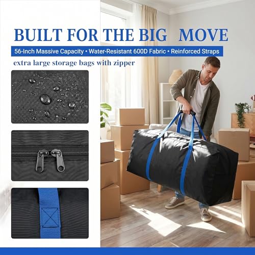 56 Inch Travel Duffel Bag, Heavy Duty 600D Foldable Large Capacity - size: 56"(L)*15"(W)*27"(H)