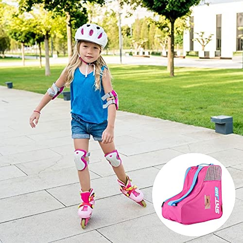 Roller Skate Bag with Adjustable Shoulder Strap for Kids and Adults to Hold Inline Skates and Knee Pads - color: Pink