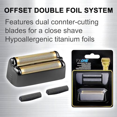 FXONE Shaver Replacement Foil and Cutter Compatible with BaBylissPRO FXONE Double Foil Stick Shaver,FX79RF2G Hypoallergenic Extra-close Shaver Replacement Head (Black/1 Pack)