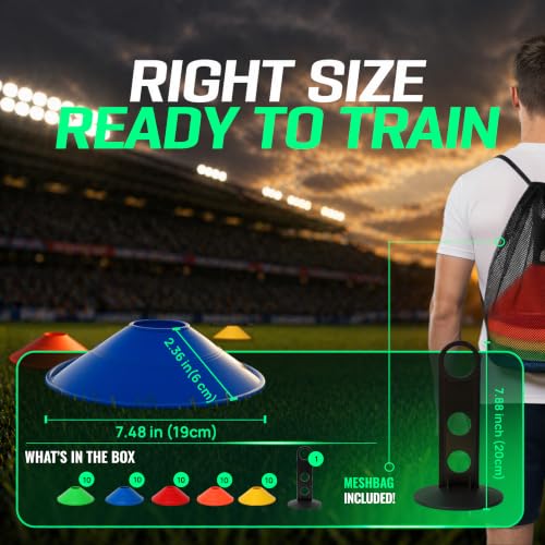 Agility Training Cones 25 Pack, Soccer Disc Cones with Holder, 5-Color Sports Cones for Speed - style: 50 Pack